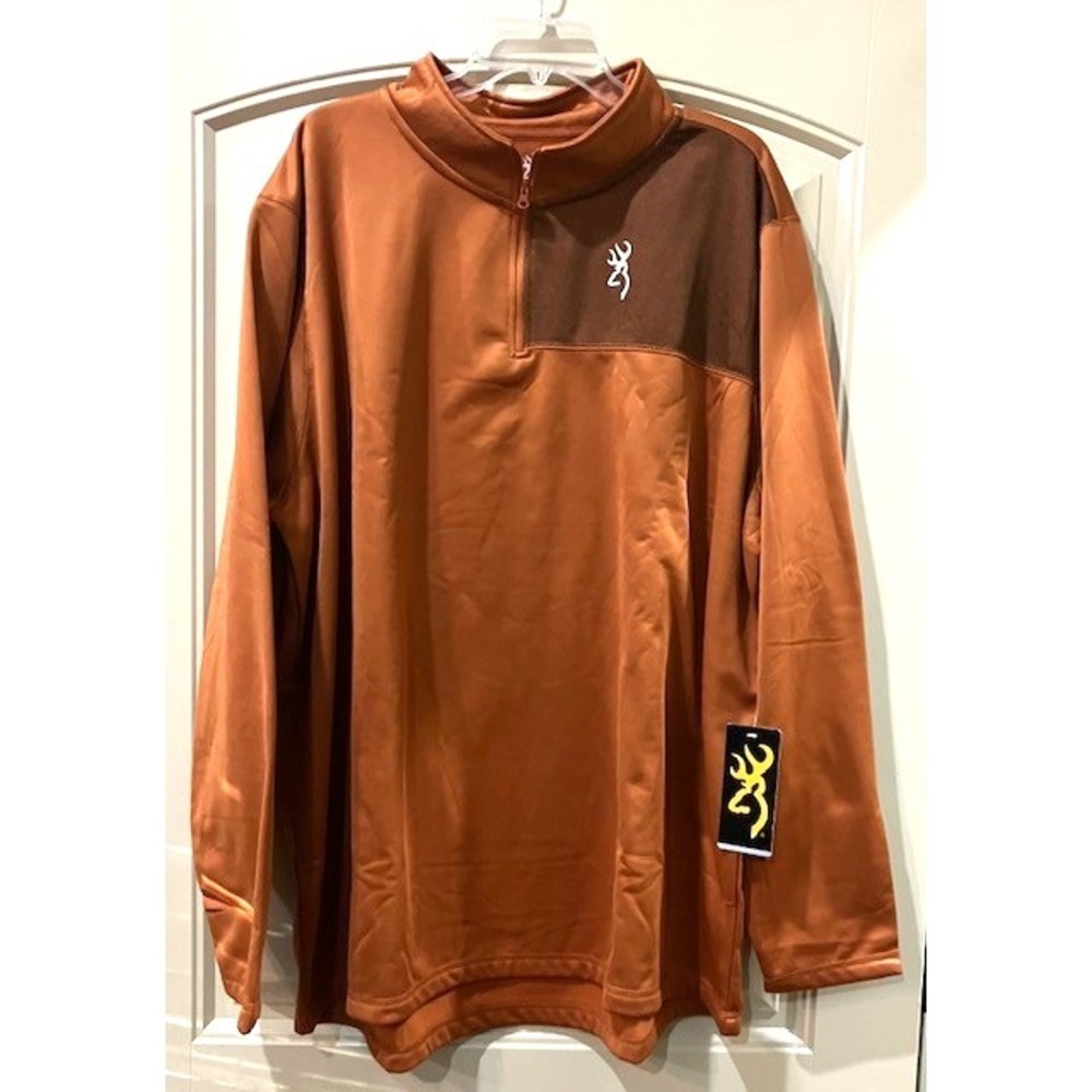 Mens New Browning Rust 1/4 Zip Pullover Performance Hunting Soft Sweat Shirt 3XL